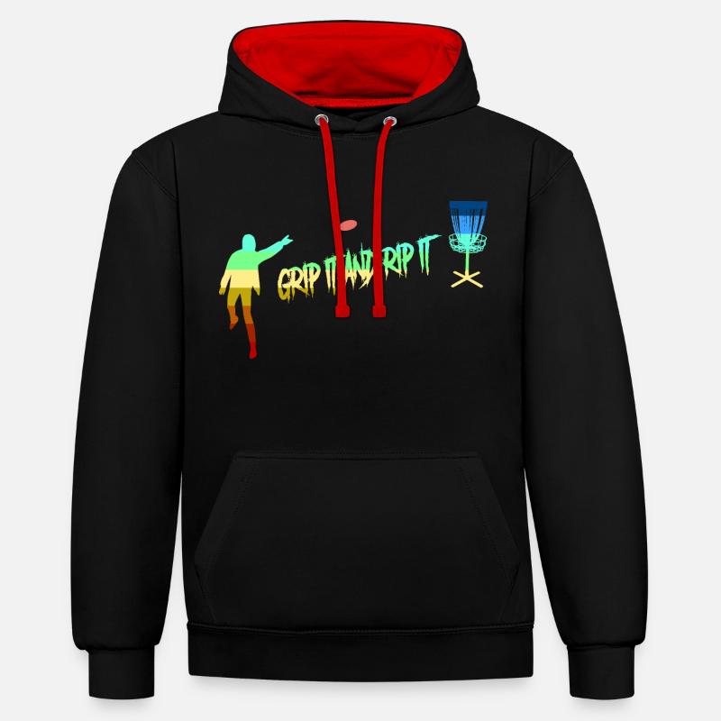 Disc golf - Sweat à capuche contrasté - noir/rouge