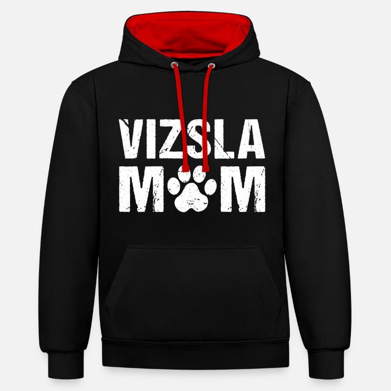 Vizsla Maman Magyar Vizsla - Sweat à capuche contrasté - noir/rouge