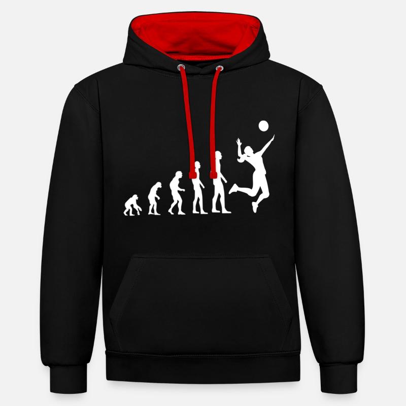 Volleyball Evolution - Kontrast-Hoodie - Schwarz/Rot