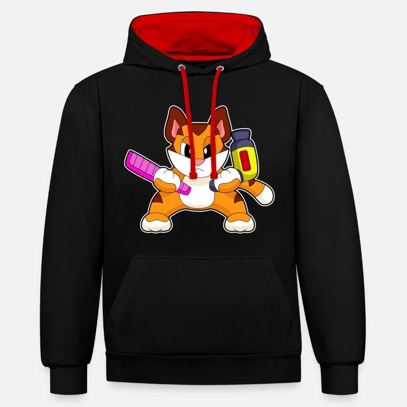 Tiger Coiffeur Peigne Sèche-cheveux - Sweat à capuche contrasté - noir/rouge