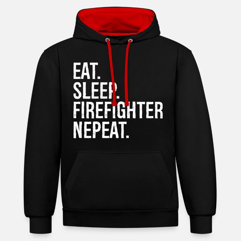 Manger Dormir Pompier Nepeat - Sweat à capuche contrasté - noir/rouge