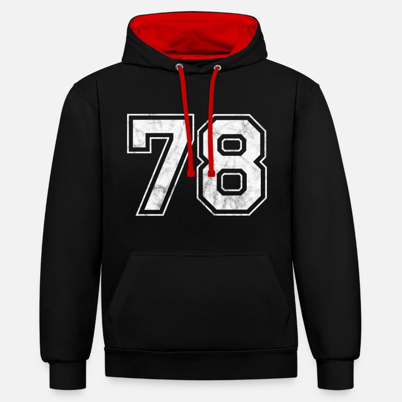 Numéro 78 - Sweat à capuche contrasté - noir/rouge