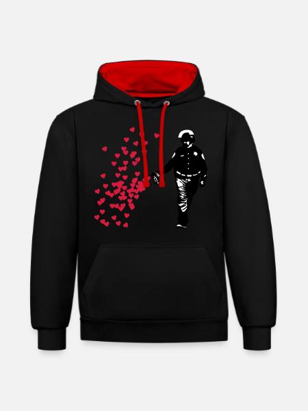 Stencil Police - Street Art Pepper Spray Cop heart - Contrast hoodie - black/red