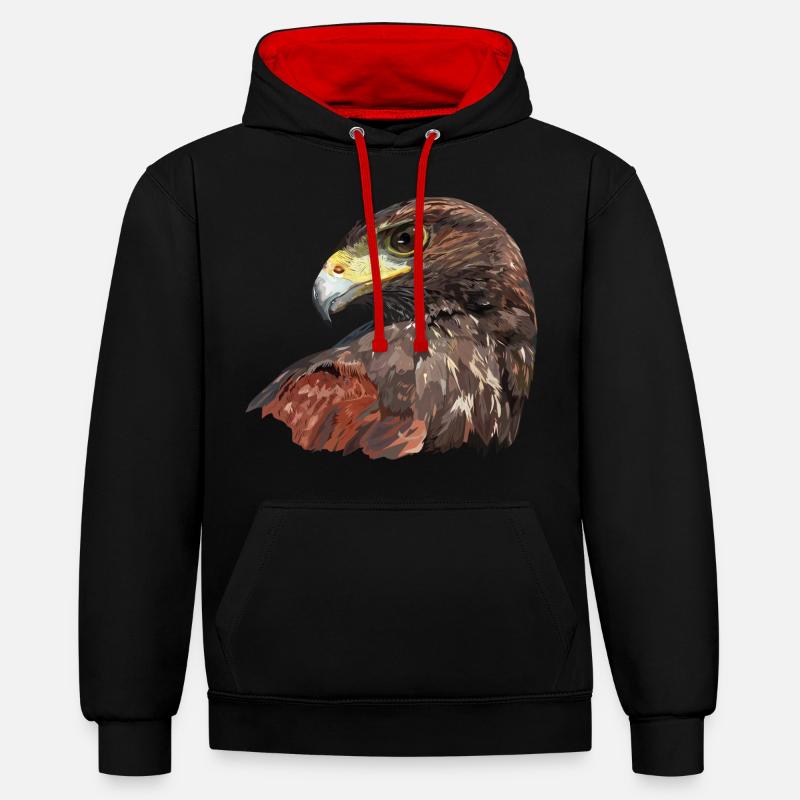 Faucon rouge et noir - Sweat à capuche contrasté - noir/rouge