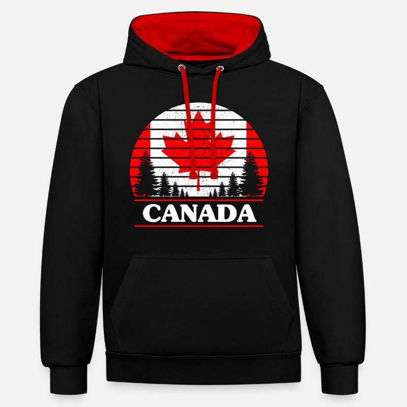 Canada - Sweat à capuche contrasté - noir/rouge