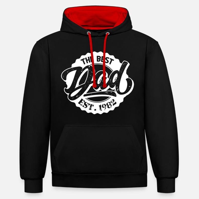 Le Meilleur Papa EST 1982 - Sweat à capuche contrasté - noir/rouge