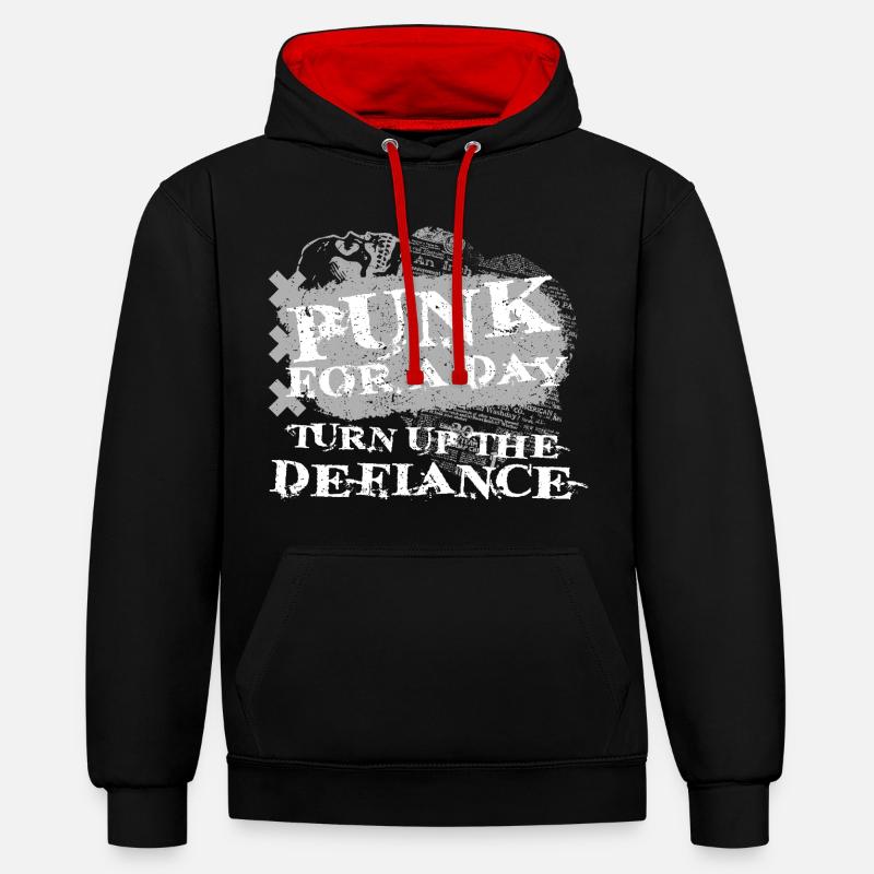 Punk Pour Un Jour - Sweat à capuche contrasté - noir/rouge