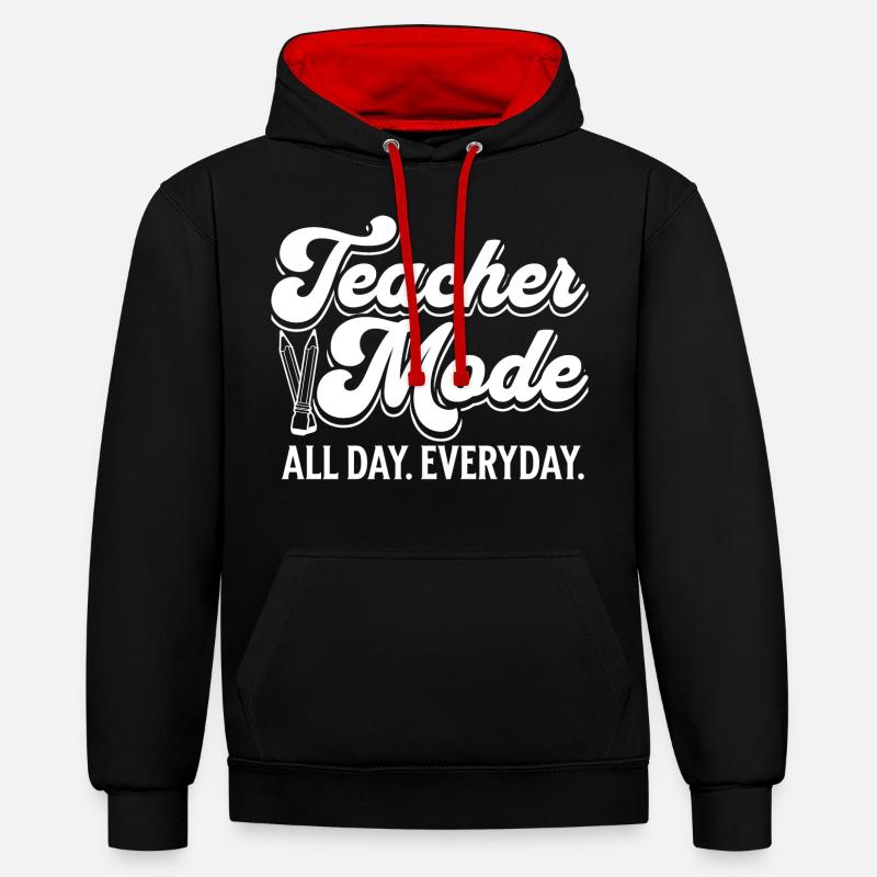 Mode Enseignant Humour De Prof - Sweat à capuche contrasté - noir/rouge
