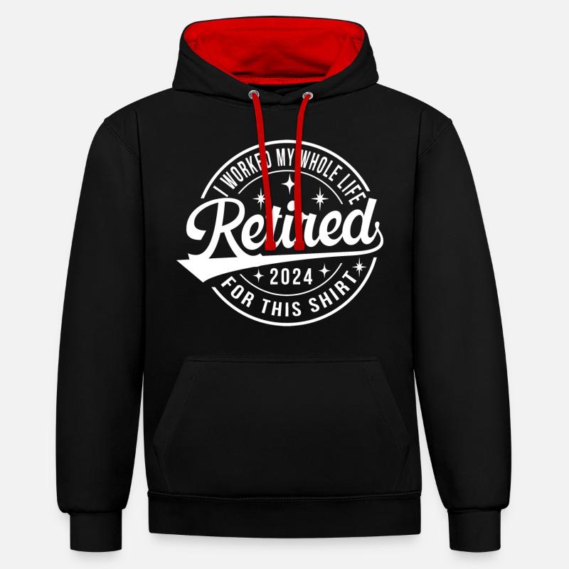 Retraité 2024 - Sweat à capuche contrasté - noir/rouge