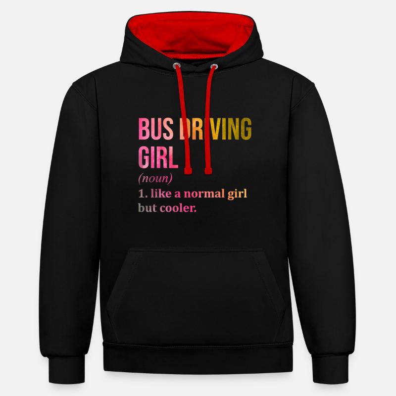 chauffeur de bus - Sweat à capuche contrasté - noir/rouge