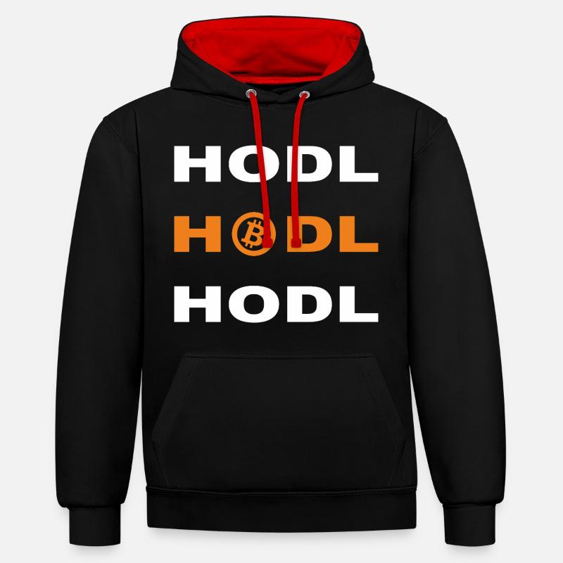 Bitcoin - Hodl Hodl Hodl - Sweat à capuche contrasté - noir/rouge