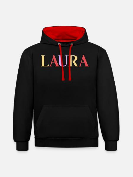 Name Spanierin Laura - Kontrast-Hoodie - Schwarz/Rot