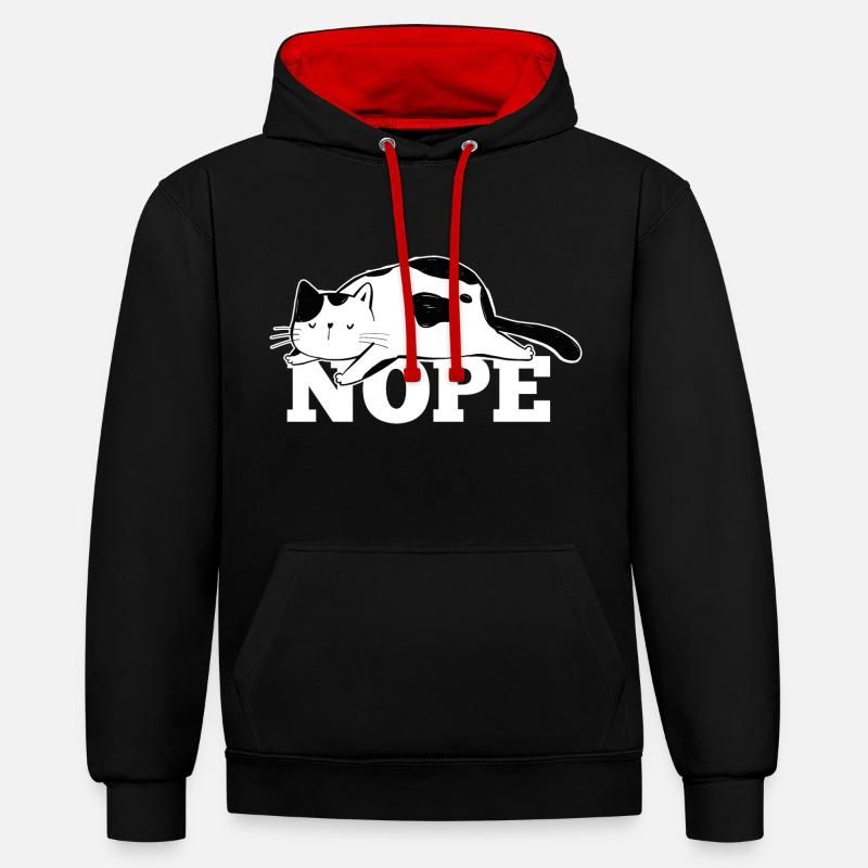 Chat Nope - Sweat à capuche contrasté - noir/rouge