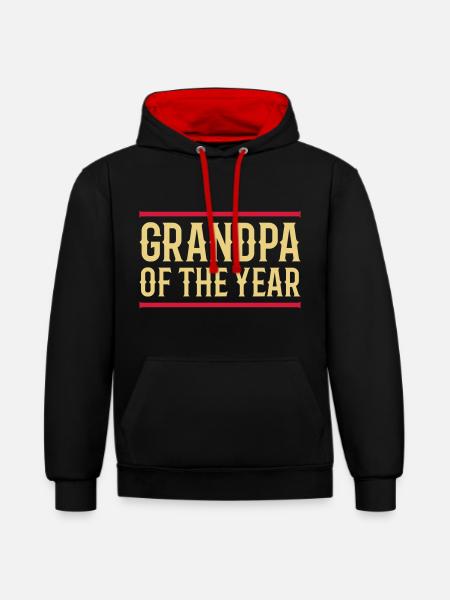 Grand-père de l’année (lignes) - Sweat à capuche contrasté - noir/rouge