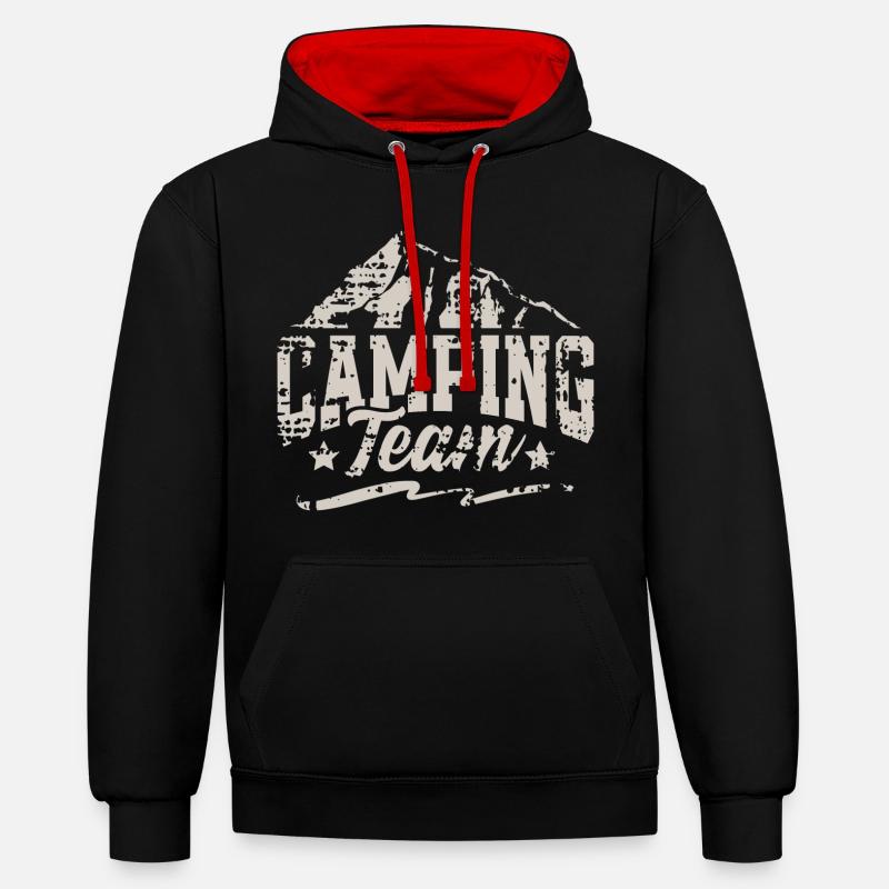 Équipe de camping Camper Campen - Sweat à capuche contrasté - noir/rouge