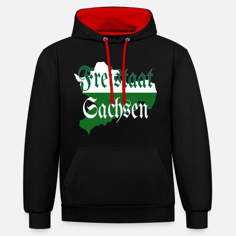 État libre de Saxe vert blanc - Sweat à capuche contrasté - noir/rouge