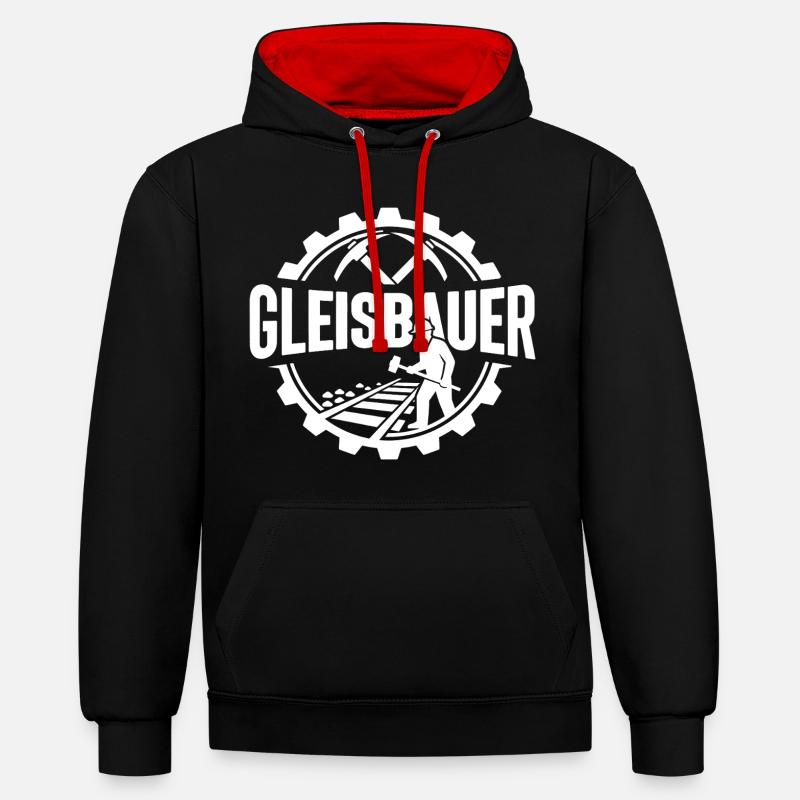 Track Builder Construction Site Railway - Contrast hoodie - black/red