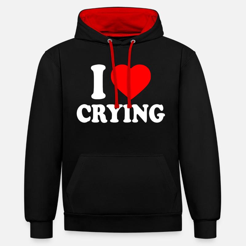 i love crying - Sweat à capuche contrasté - noir/rouge