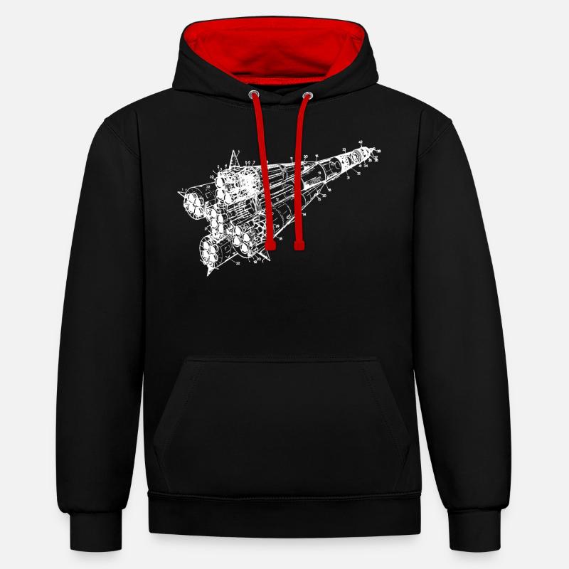 Missile Soyuz - Sweat à capuche contrasté - noir/rouge