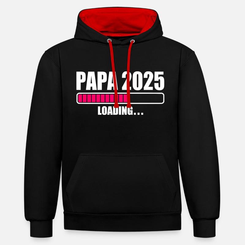 Papa 2025 - Sweat à capuche contrasté - noir/rouge