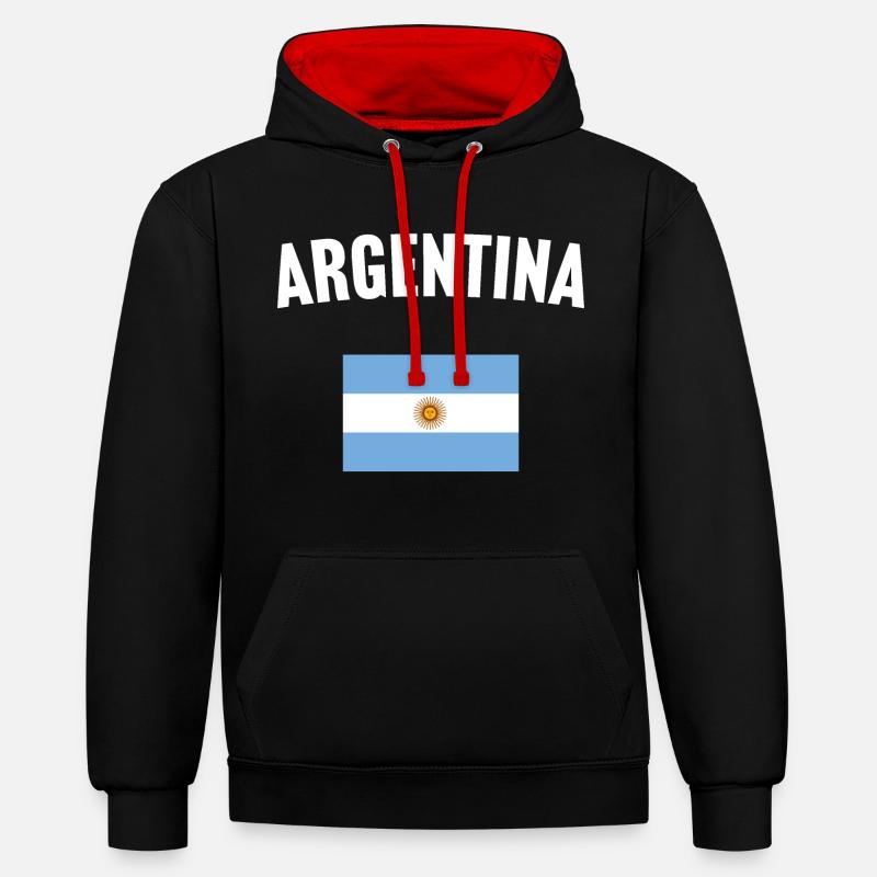 Drapeau de l’Argentine - Sweat à capuche contrasté - noir/rouge