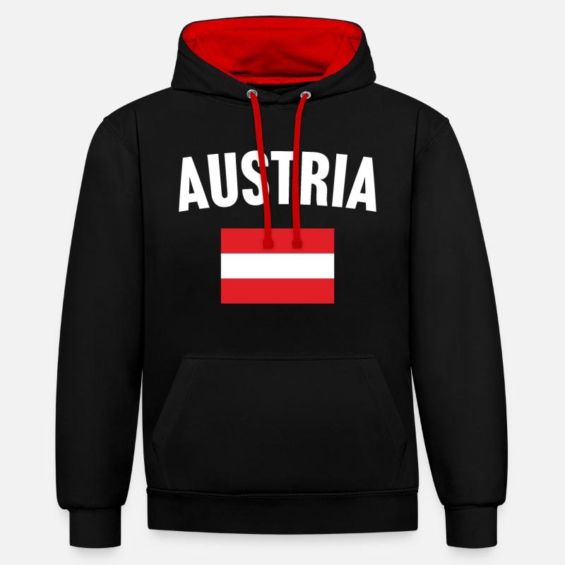Drapeau de l’Autriche - Sweat à capuche contrasté - noir/rouge