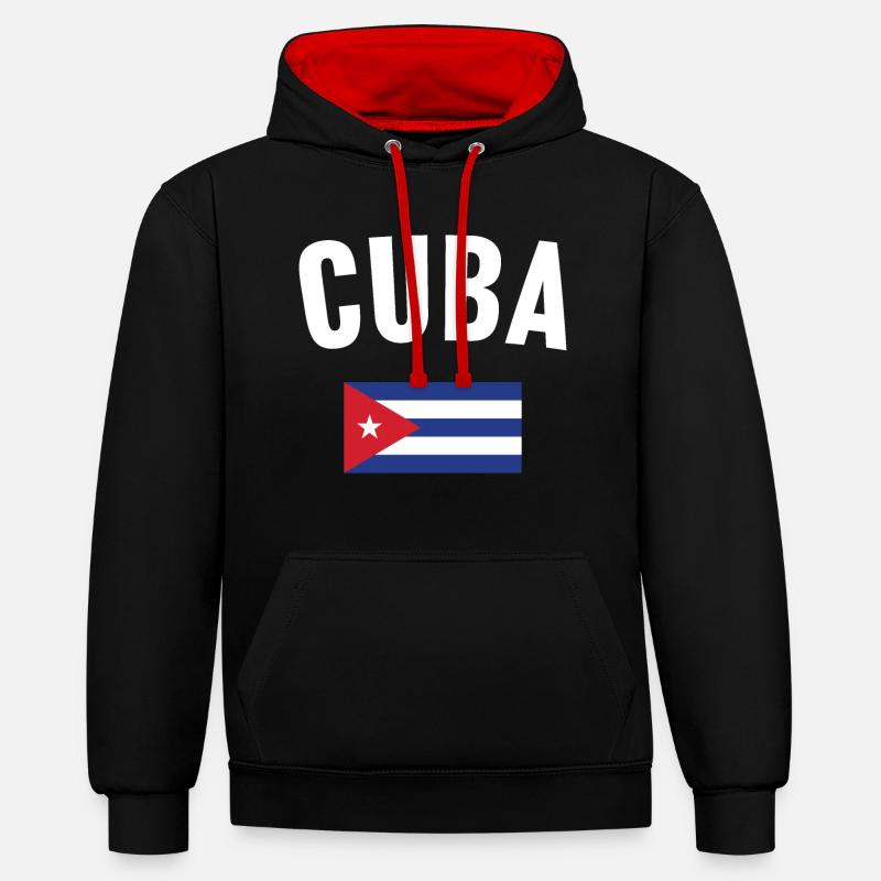 Drapeau de Cuba - Sweat à capuche contrasté - noir/rouge