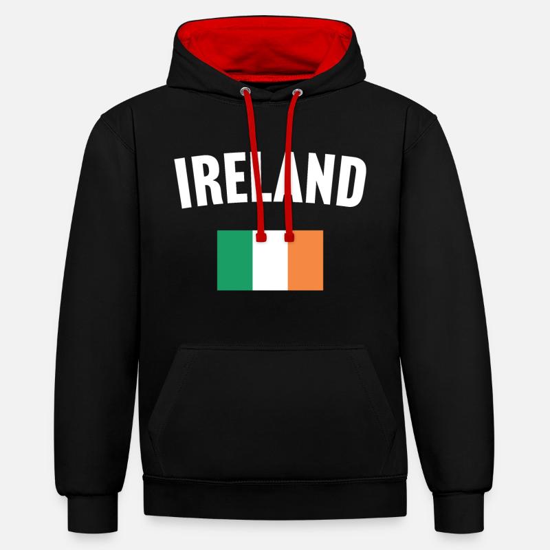 Drapeau de l’Irlande - Sweat à capuche contrasté - noir/rouge