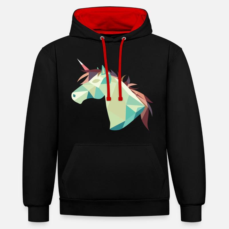 Cheval - Sweat à capuche contrasté - noir/rouge