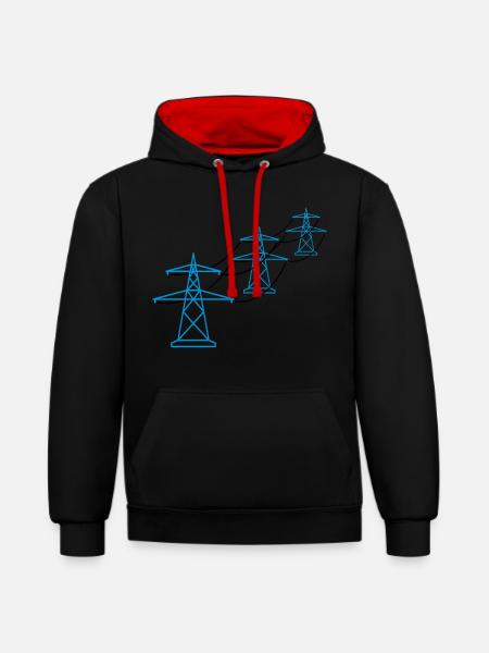 modèle de rangée beaucoup piste mât électrique puissance poteau ele - Sweat à capuche contrasté - noir/rouge