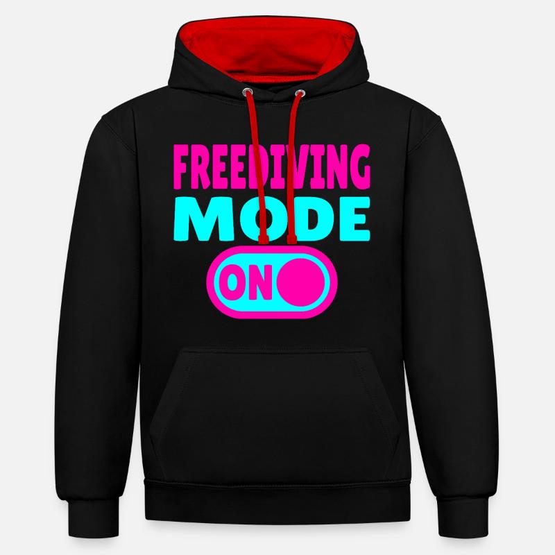 Mode apnée ACTIVÉ - Plongeur - Sweat à capuche contrasté - noir/rouge