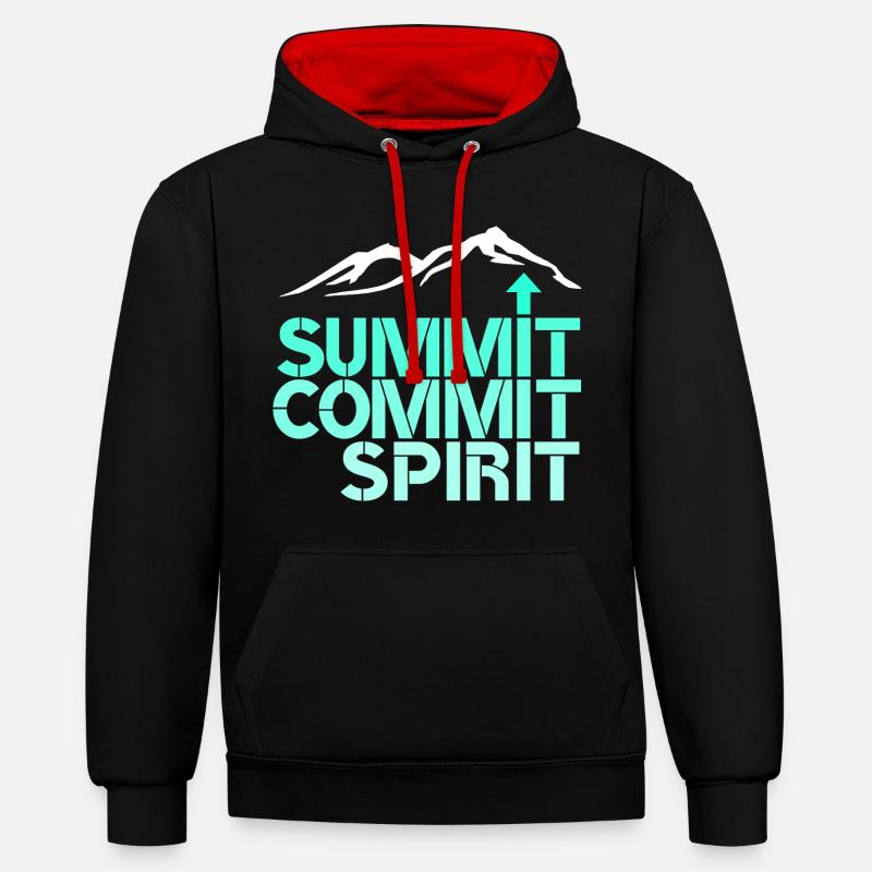 spirit commit summit - Kontrast-Hoodie - Schwarz/Rot
