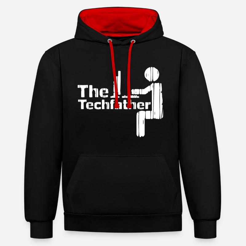 Papa informatique - Sweat à capuche contrasté - noir/rouge