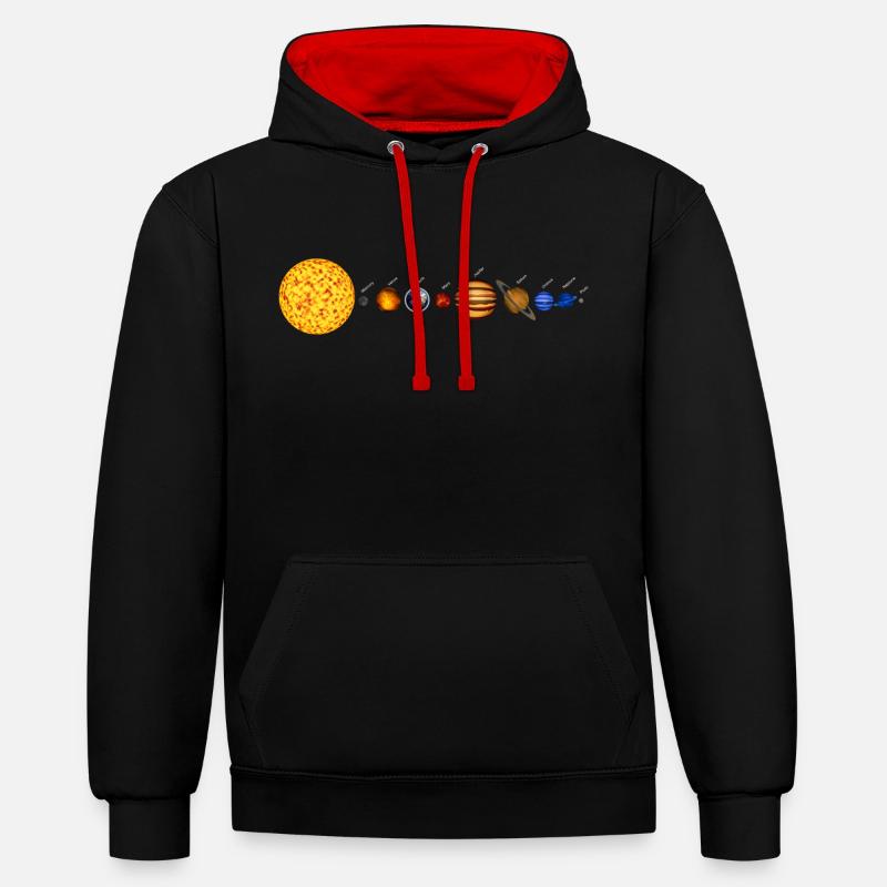 Solar System - Kontrast-Hoodie - Schwarz/Rot