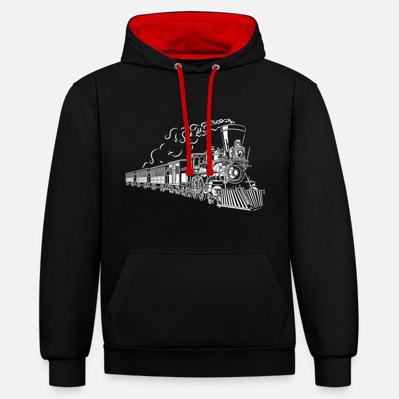 chemin de fer - Sweat à capuche contrasté - noir/rouge