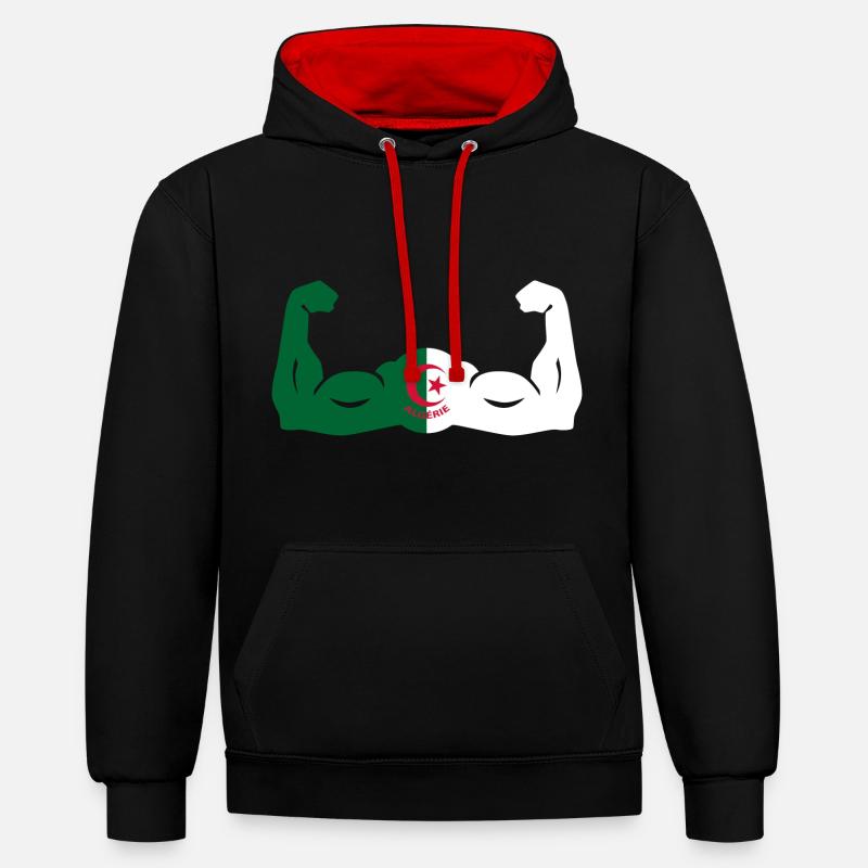 Algérie en Force - Sweat à capuche contrasté - noir/rouge