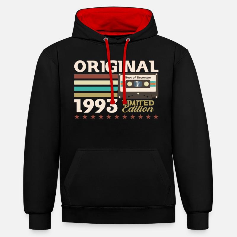 Cassette 30e anniversaire décembre 1993 - Sweat à capuche contrasté - noir/rouge