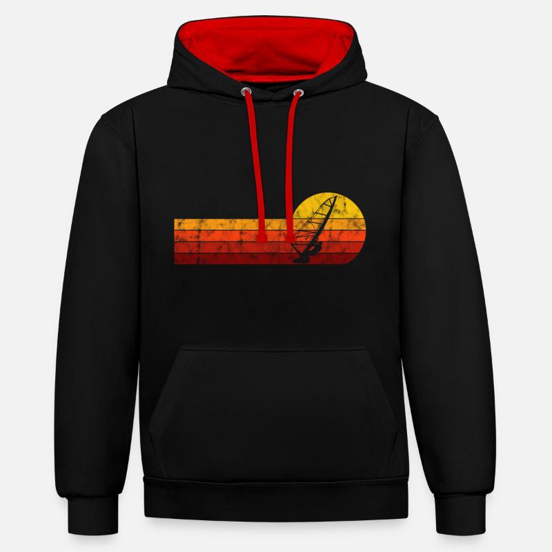 Surf de windsurfer Retro Windsurfing - Sweat à capuche contrasté - noir/rouge