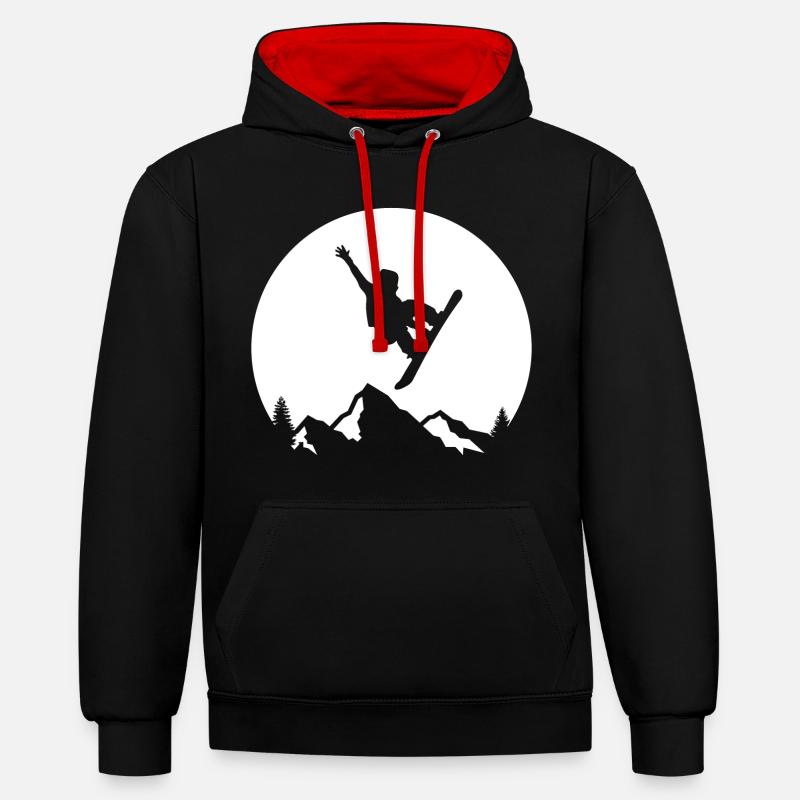 Cascade de snowboard - Sweat à capuche contrasté - noir/rouge
