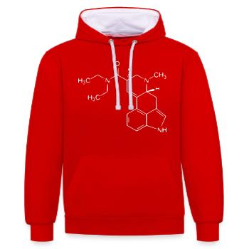 LSD Acid Albert Hoffman Halluzinogen Psychedelika - Kontrast-Hoodie - Rot/Weiß - Vorne - Liana (172cm) & Jaron (178cm)