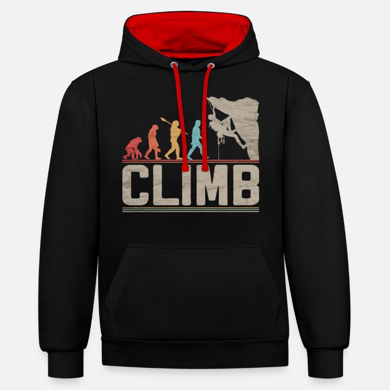 Klettern Evolution Klettern Kletterklettern Klettern - Kontrast-Hoodie - Schwarz/Rot