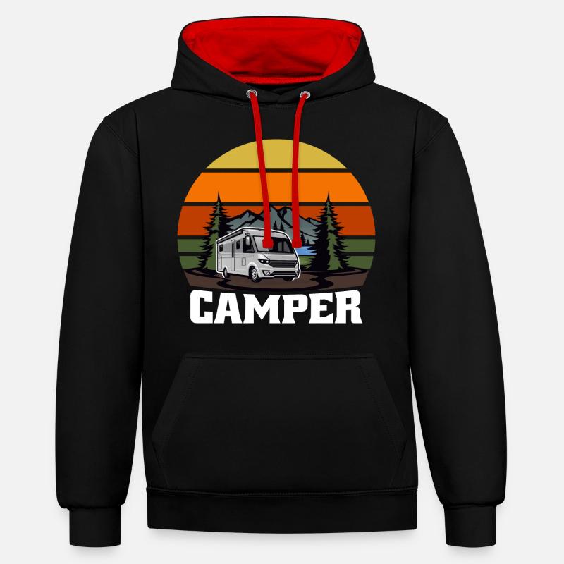 Cadeau Camper Camper Caravan - Sweat à capuche contrasté - noir/rouge