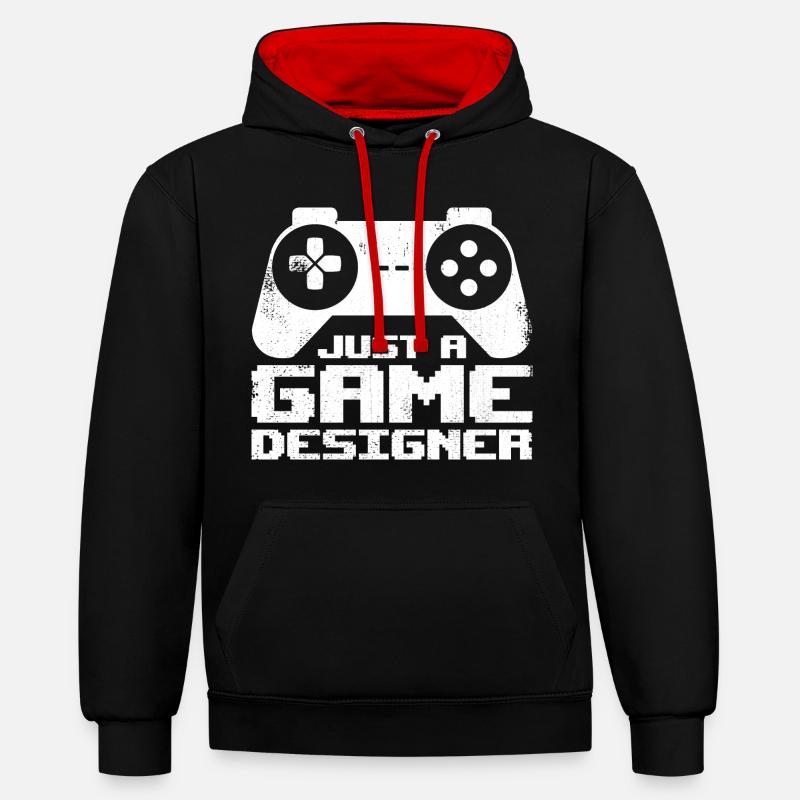 Concepteur de jeux - Sweat à capuche contrasté - noir/rouge