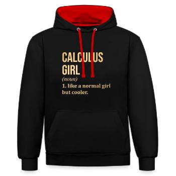 Calcul différentiel Calcul différentiel Calcul - Sweat à capuche contrasté - noir/rouge - Devant - Anna (173cm) & Nico (186cm)