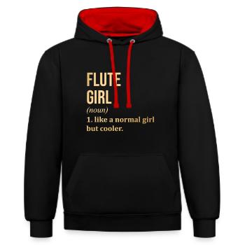 Flûte Flûte Flûte Flûte - Sweat à capuche contrasté - noir/rouge - Devant - Anna (173cm) & Nico (186cm)