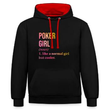 Poker Poker Poker - Sweat à capuche contrasté - noir/rouge - Devant - Anna (173cm) & Nico (186cm)