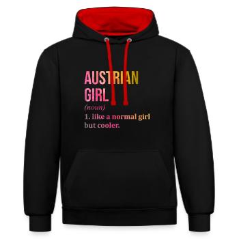Autriche Autriche Autriche - Sweat à capuche contrasté - noir/rouge - Devant - Anna (173cm) & Nico (186cm)