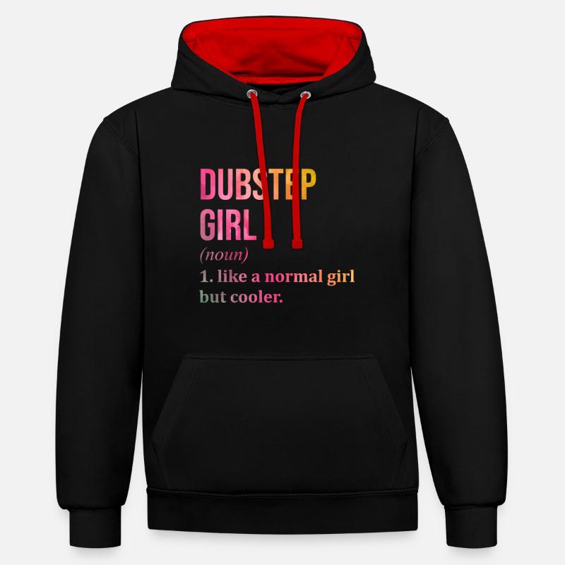 dubstep - Sweat à capuche contrasté - noir/rouge