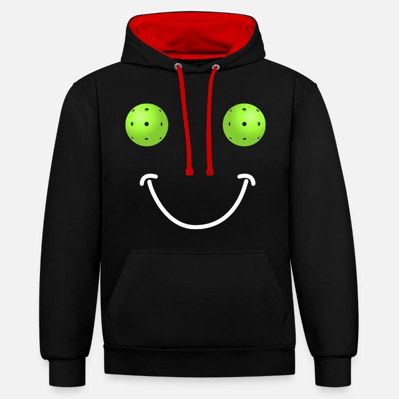 Visage Heureux Pickleball - Sweat à capuche contrasté - noir/rouge