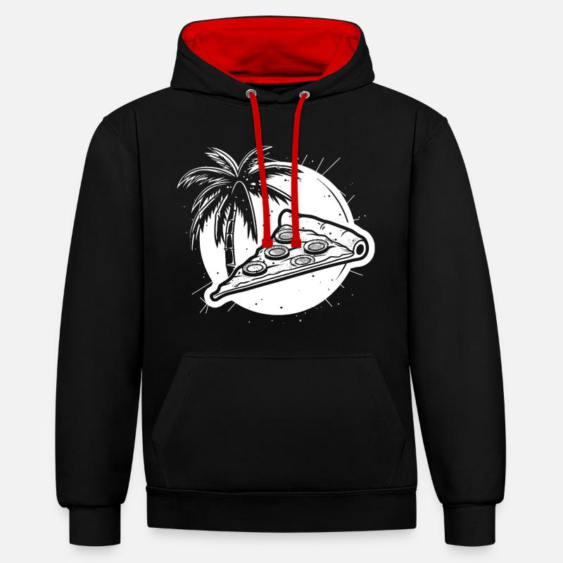 Graphique de pizza - Sweat à capuche contrasté - noir/rouge